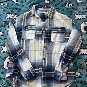 Hollister Navy, Blue and White Plaid Button-Down Shirt